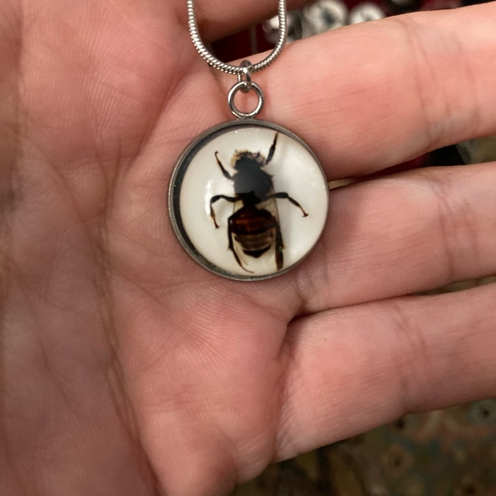 Insect Pendant Necklace Honey Bee